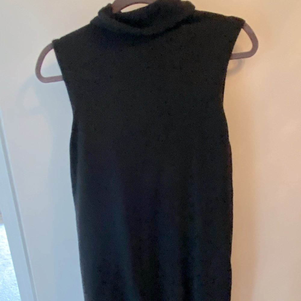 Cashmere soft turtle neck black dress